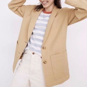 Madewell Lightspun Dorset Gauze Tan Oversize Blazer EUC Large 10 12 14